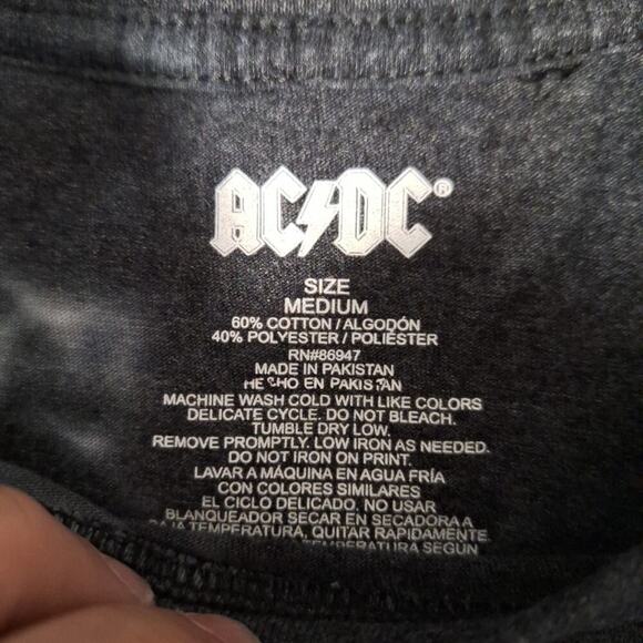 AC/DC High Voltage Graphic Gray Tie Dye T-Shirt Size Medium Black White - Picture 3 of 9